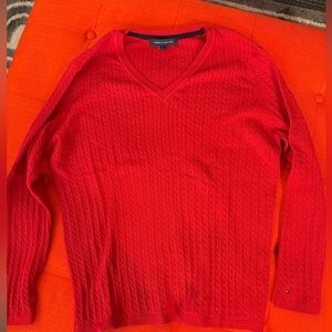 Tommy Hilfiger womans Red V-Neck Sweater